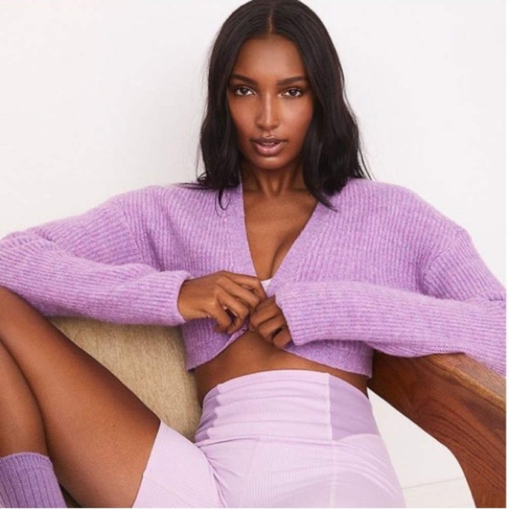 FOR LOVE & LEMONS Lilac Crop Cardigan
